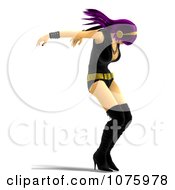 Clipart 3d Purple Haired Rocker Chick Woman Wearing Headphones And Dancing Royalty Free CGI Illustration by Ralf61