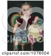 Poster, Art Print Of Little Boy Or Girl Sitting In A Chair Holding A Riding Crop And Hat