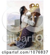 Woman Kneeling By A Wall Drinking Water From A Jar By William Adolphe Bouguereau Royalty Free Historical Clip Art