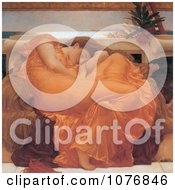 Woman Sleeping In An Orange Gown Flaming June By Frederic Lord Leighton Royalty Free Historical Clip Art by JVPD