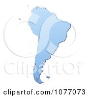 Clipart Gradient Blue South America Mercator Projection Map Royalty Free CGI Illustration