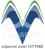 Clipart Blue And Green Hills Letter V Logo Royalty Free Vector Illustration