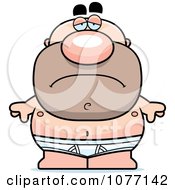 Clipart Sad Bald Man In Underwear Royalty Free Vector Illustration