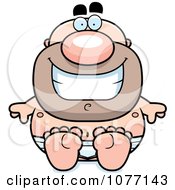 Clipart Sitting Bald Man In Underwear Royalty Free Vector Illustration
