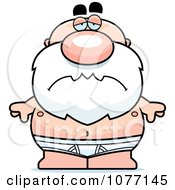 Clipart Sad Senior Bald Man In Underwear Royalty Free Vector Illustration