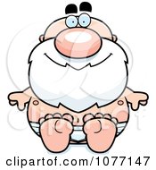 Clipart Sitting Senior Bald Man In Underwear Royalty Free Vector Illustration