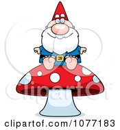 Poster, Art Print Of Gnome Sitting On A Mushroom