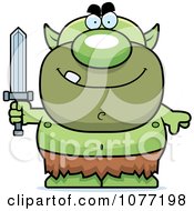 Clipart Goblin Holding A Sword Royalty Free Vector Illustration