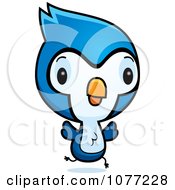 Clipart Cute Baby Bluejay Running Royalty Free Vector Illustration by Cory Thoman