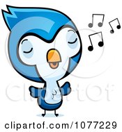 Clipart Cute Baby Bluejay Whistling Royalty Free Vector Illustration