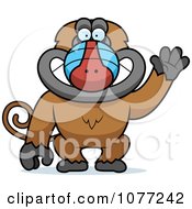 Poster, Art Print Of Friendly Baboon Monkey Waving