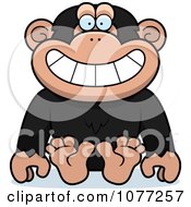 Clipart Sitting Chimp Monkey Royalty Free Vector Illustration