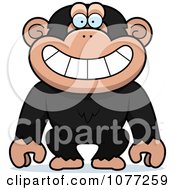Clipart Grinning Chimp Monkey Royalty Free Vector Illustration