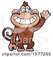 Clipart Friendly Waving Monkey Royalty Free Vector Illustration