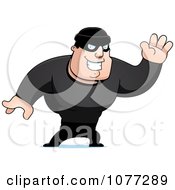 Clipart Waving Male Robber In Black Royalty Free Vector Illustration