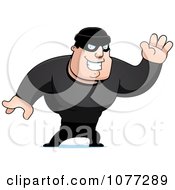 Poster, Art Print Of Waving Male Robber In Black