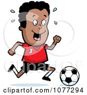 Clipart Black Soccer Boy Running After A Ball Royalty Free Vector Illustration