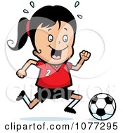 Clipart Soccer Girl Running After A Ball Royalty Free Vector Illustration