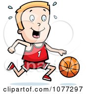 Poster, Art Print Of Caucasian Basketball Boy Dribbling A Ball