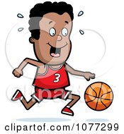 Poster, Art Print Of Black Basketball Boy Dribbling A Ball