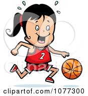 Clipart Basketball Girl Dribbling A Ball Royalty Free Vector Illustration