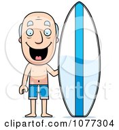 Clipart Summer Grandpa With A Surf Board Royalty Free Vector Illustration