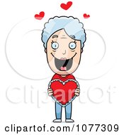 Clipart Sweet Granny Holding A Valentine Heart Royalty Free Vector Illustration