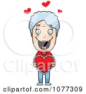 Poster, Art Print Of Sweet Granny Holding A Valentine Heart