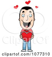 Clipart Sweet Man Holding A Valentine Heart Royalty Free Vector Illustration