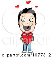 Clipart Happy Boy Holding A Valentine Royalty Free Vector Illustration