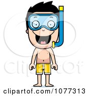 Happy Summer Boy Wearing Snorkel Gear