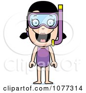 Poster, Art Print Of Summer Girl In Snorkel Gear And A Purple Swimsuit