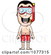 Summer Man In Swim Trunks And Snorkel Gear