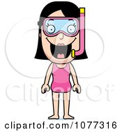 Clipart Summer Woman In A Swimsuit And Snorkel Gear Royalty Free Vector Illustration