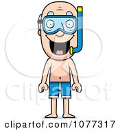 Clipart Summer Grandpa In Snorkel Gear And Swim Shorts Royalty Free Vector Illustration