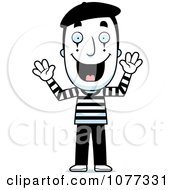 Happy Male Mime Holding Up His Hands