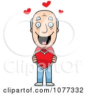 Clipart Sweet Grandpa Holding A Valentine Heart Royalty Free Vector Illustration
