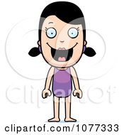Clipart Summer Girl In A Purple Swimsuit Royalty Free Vector Illustration by Cory Thoman
