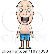 Clipart Summer Grandpa Wearing Swim Shorts Royalty Free Vector Illustration
