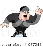 Clipart Male Robber In Black Pointing Up Royalty Free Vector Illustration