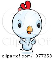Clipart Cute Baby White Rooster Chick Flying Royalty Free Vector Illustration