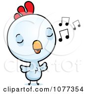 Clipart Cute Baby White Rooster Chick Whistling Royalty Free Vector Illustration