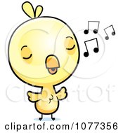 Clipart Cute Baby Yellow Chick Whistling Royalty Free Vector Illustration