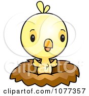 Clipart Cute Baby Yellow Chick In A Nest Royalty Free Vector Illustration