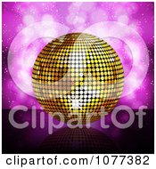 Poster, Art Print Of 3d Golden Disco Ball On Purple