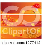 Poster, Art Print Of Autumn Mushroom Leaves And Wheat Website Banners