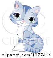 Clipart Cute Gray Tabby Cat Sitting Royalty Free Vector Illustration