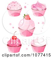 Poster, Art Print Of Five Pink Cupcakes With Stars