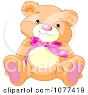 Poster, Art Print Of Cute Teddy Bear With A Pink Bow
