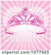 Poster, Art Print Of Pink Pageant Princess Tiara Crown Over Sparkly Rays